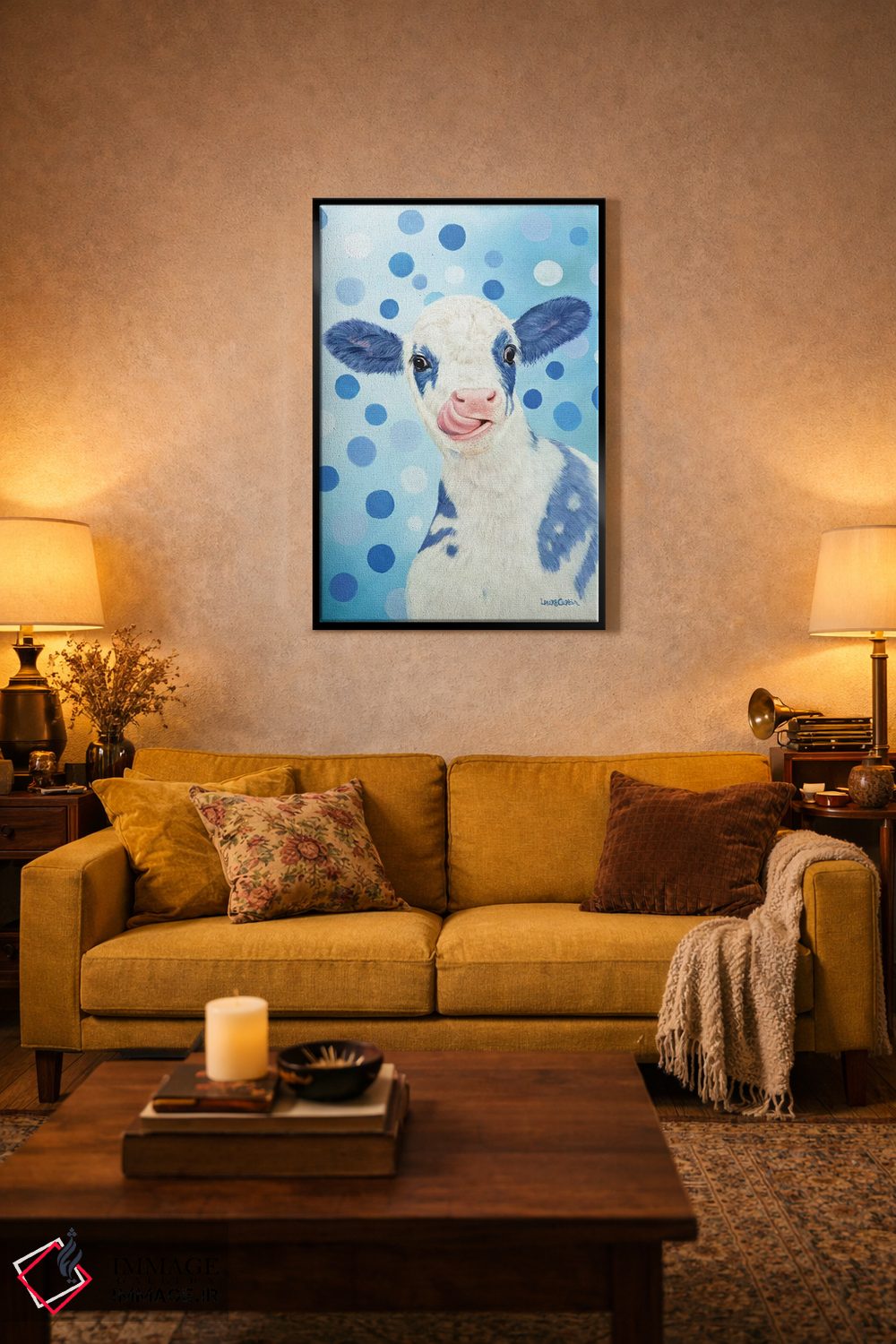 تابلو دکوراتیو آبی رنگ اثر لورا کرتین - D5B