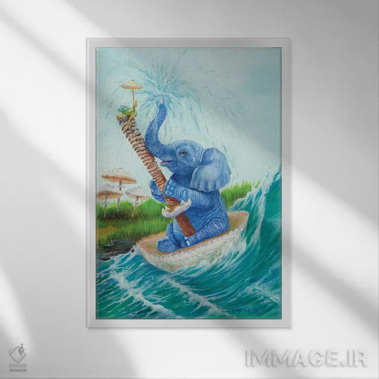 تابلو دکوراتیو برده شده با موج اثر لورا کرتین - نمای قابدار سفید