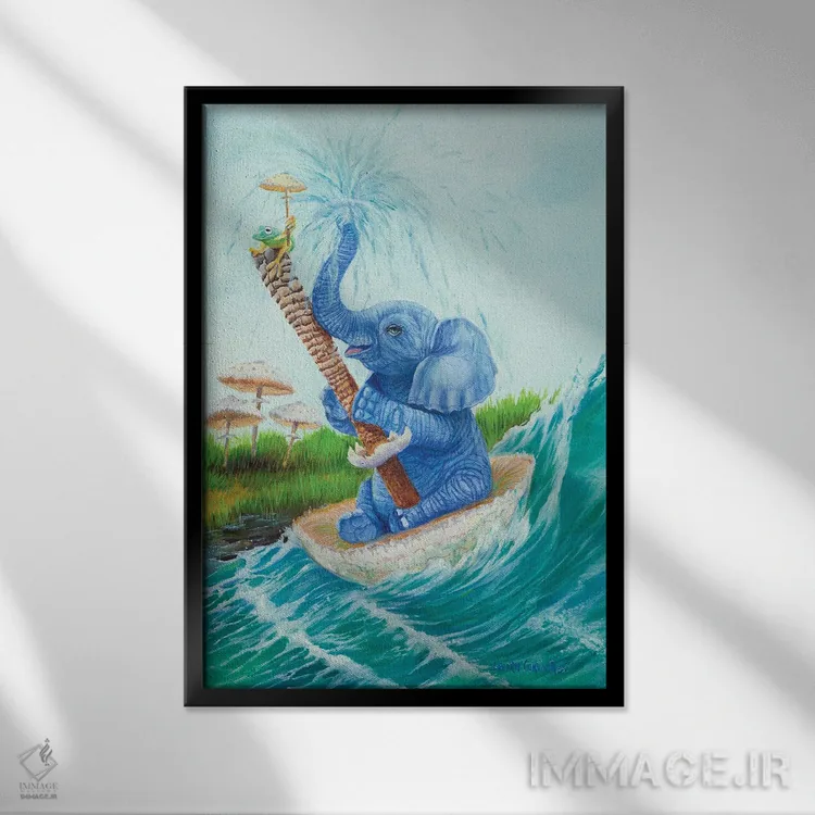 تابلو دکوراتیو برده شده با موج اثر لورا کرتین - نمای قابدار مشکی