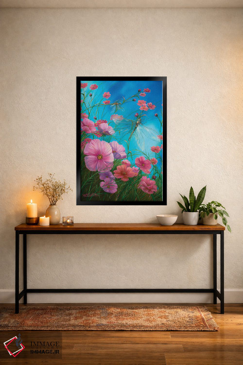 تابلو دکوراتیو سنجاقک ها و شقایق های کالیفرنیا اثر لورا کرتین - D4B