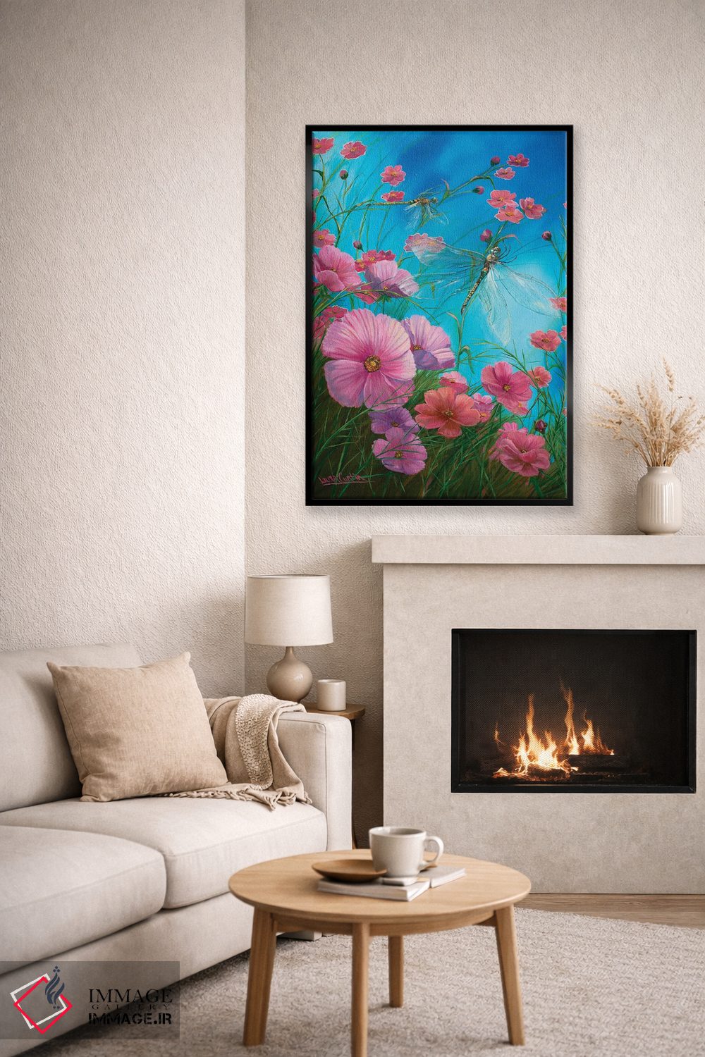 تابلو دکوراتیو سنجاقک ها و شقایق های کالیفرنیا اثر لورا کرتین - D6B