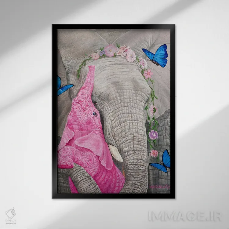 تابلو دکوراتیو عشق مادرانه اثر لورا کرتین - نمای قابدار مشکی