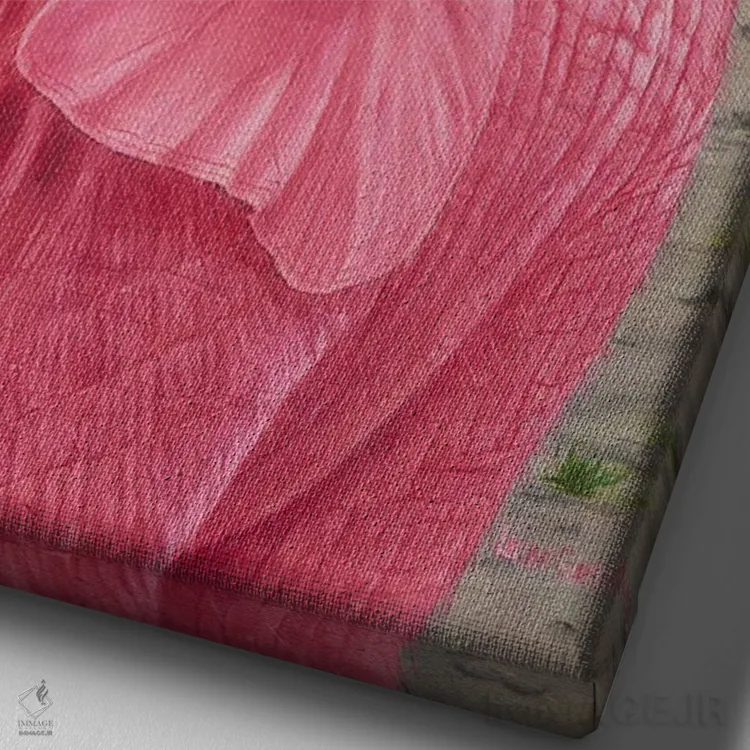 تابلو دکوراتیو لمس عشق همراه با پروانه ها اثر لورا کرتین - نمای نزدیک بافت بوم