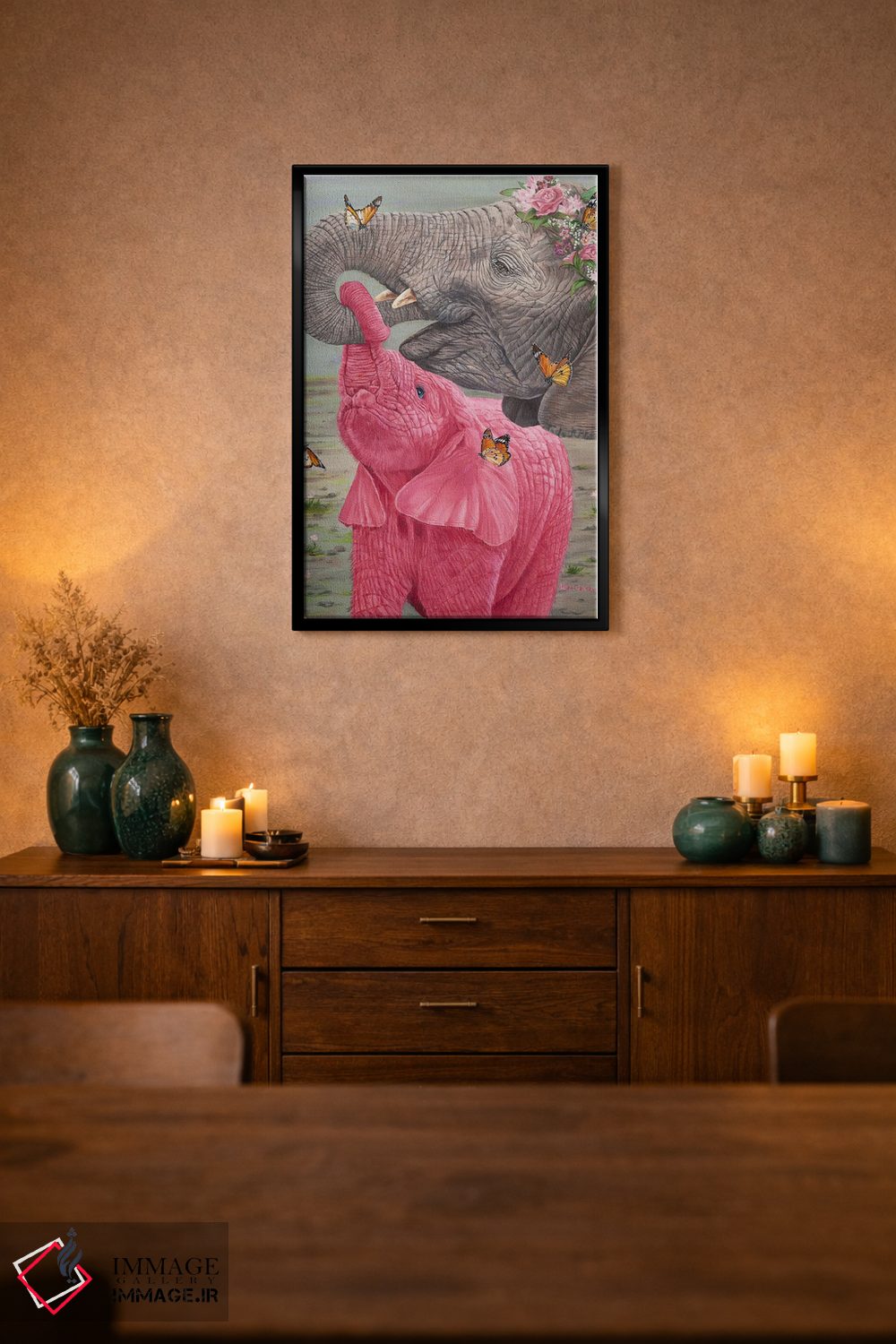 تابلو دکوراتیو لمس عشق همراه با پروانه ها اثر لورا کرتین - D2B