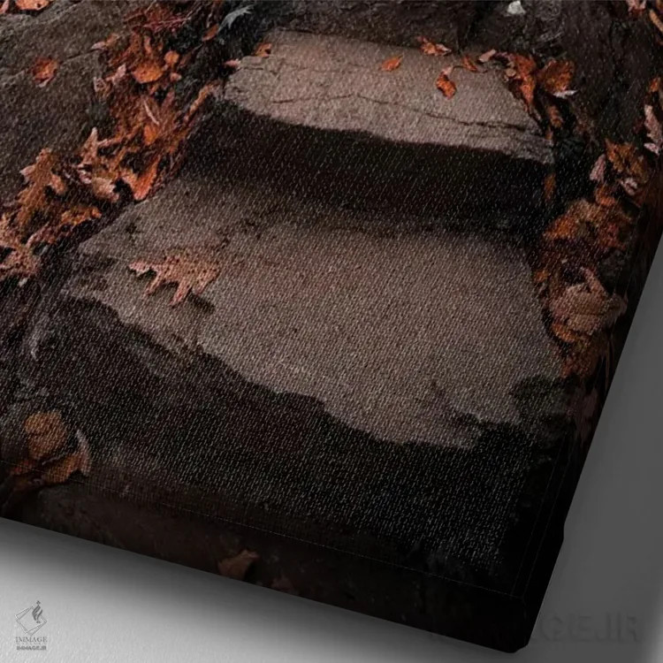 تابلو دکوراتیو مسیر پاییزی اثر لوکاس مور - نمای نزدیک بافت بوم