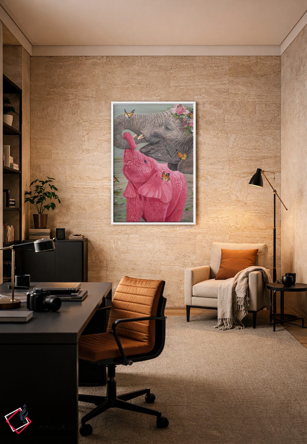 تابلو دکوراتیو لمس عشق همراه با پروانه ها اثر لورا کرتین - D6W