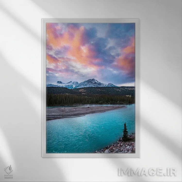 تابلو دکوراتیو آبی های رودخانه اثر لوکاس مور - نمای قابدار سفید