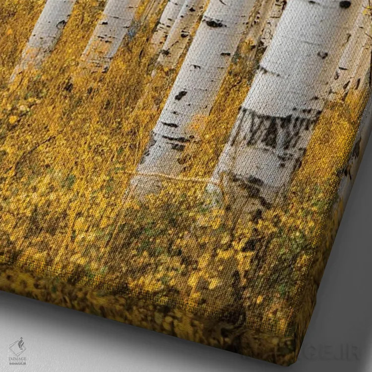 تابلو دکوراتیو جنگل زرد اثر لوکاس مور - نمای نزدیک بافت بوم