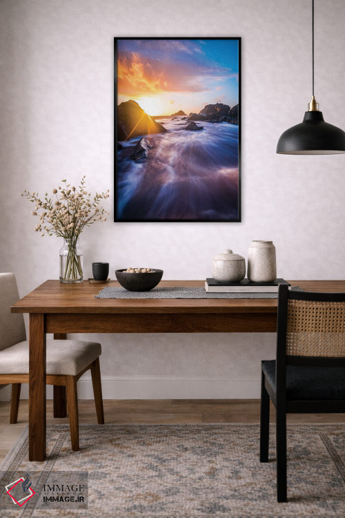 تابلو دکوراتیو امواج طلوع خورشید اثر لوکاس مور - D3B