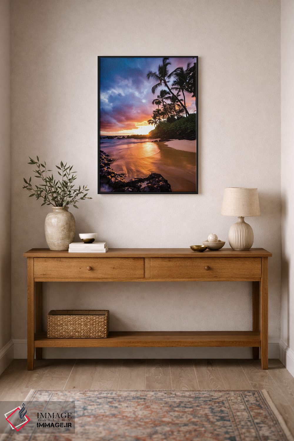 تابلو دکوراتیو غروب کنار ساحل اثر لوکاس مور - D2B