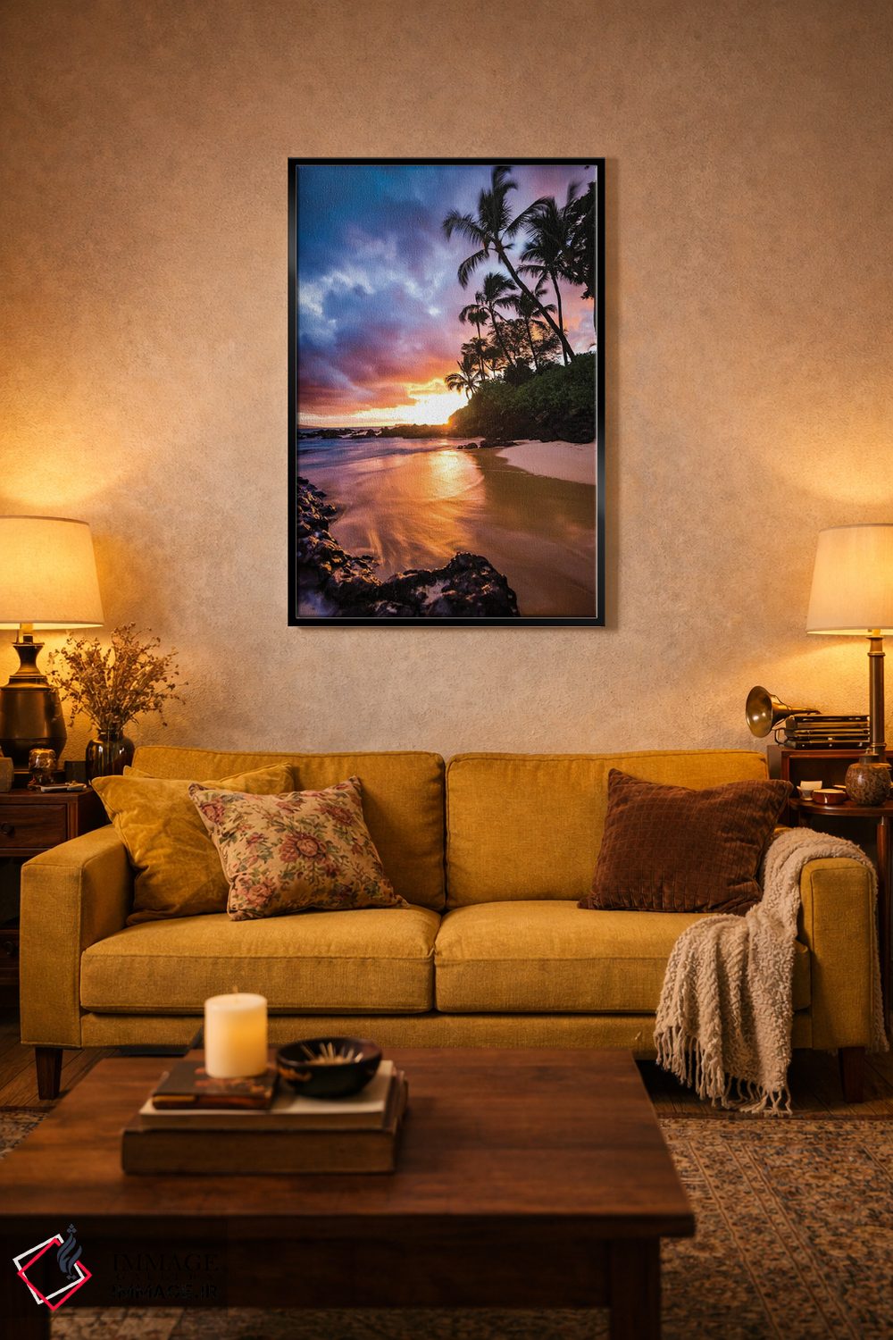 تابلو دکوراتیو غروب کنار ساحل اثر لوکاس مور - D4B
