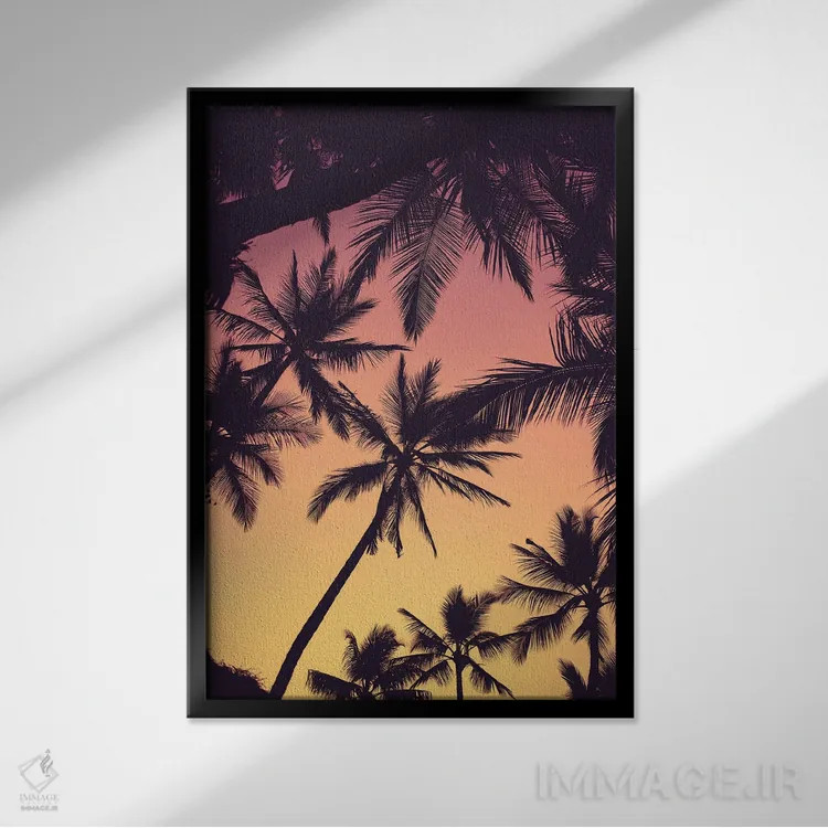 تابلو دکوراتیو نخل های گرمسیری اثر لوکاس مور - نمای قابدار مشکی