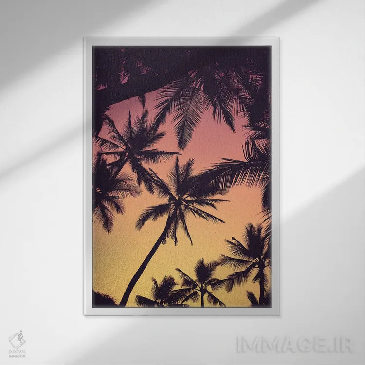 تابلو دکوراتیو نخل های گرمسیری اثر لوکاس مور - نمای قابدار سفید