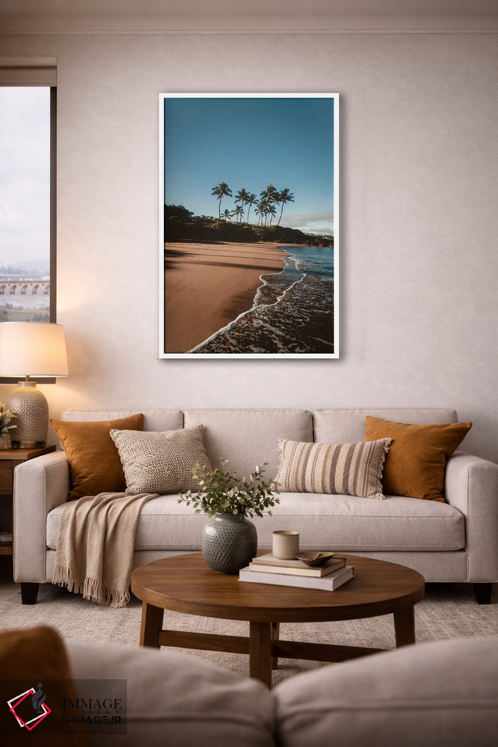 تابلو دکوراتیو پیاده روی صبحگاهی کنار ساحل اثر لوکاس مور - D3W