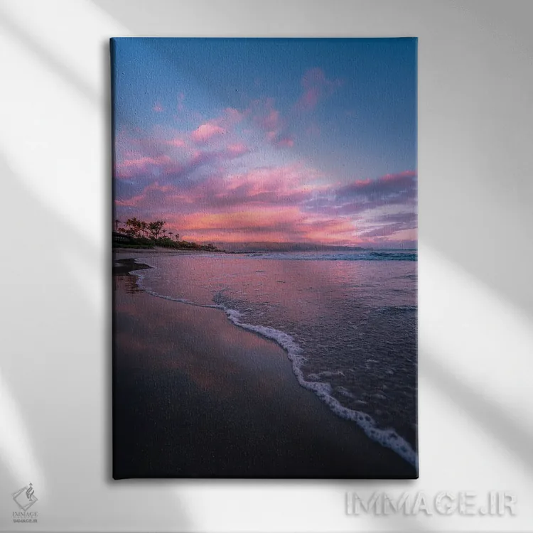 تابلو دکوراتیو طلوع به رنگ پشمک اثر لوکاس مور - نمای روبهرو روی دیوار