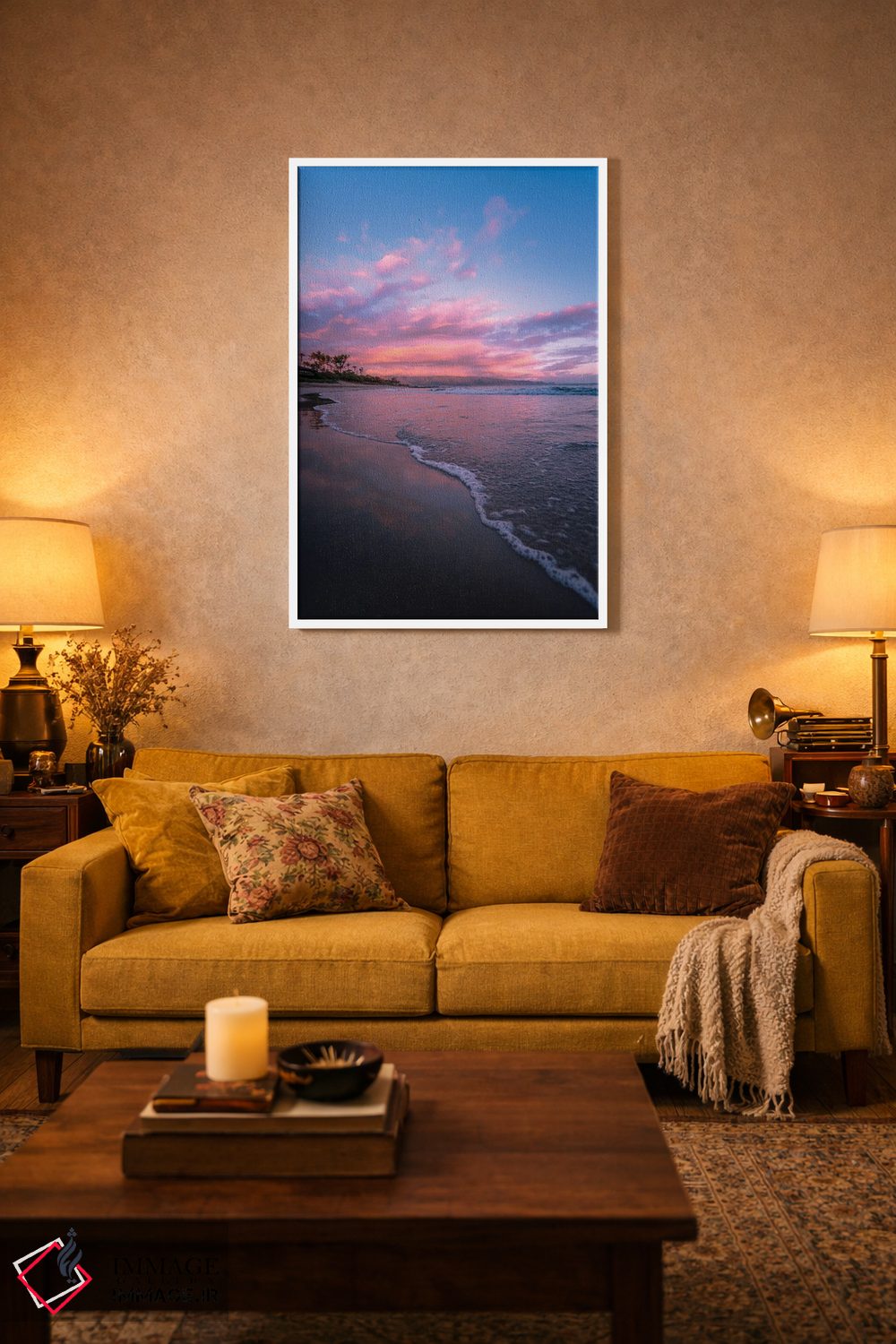 تابلو دکوراتیو طلوع به رنگ پشمک اثر لوکاس مور - D3W