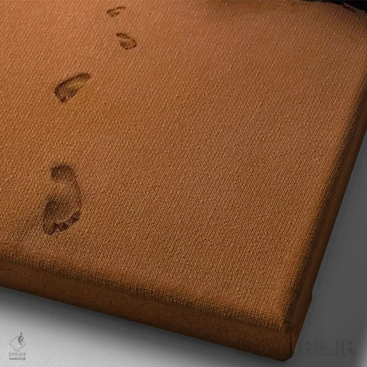 تابلو دکوراتیو ردپا روی شن اثر لوکاس مور - نمای نزدیک بافت بوم