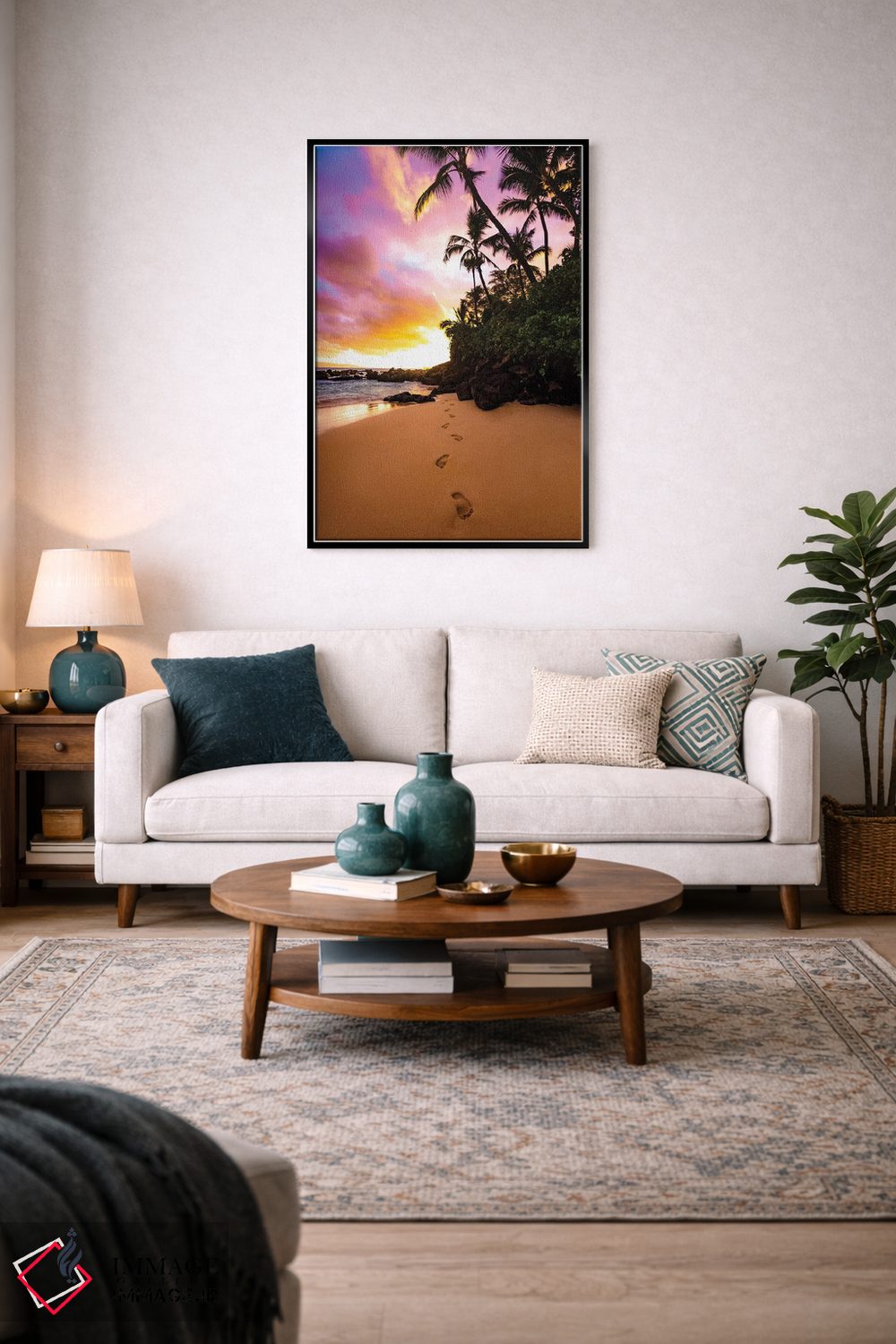 تابلو دکوراتیو ردپا روی شن اثر لوکاس مور - D4B