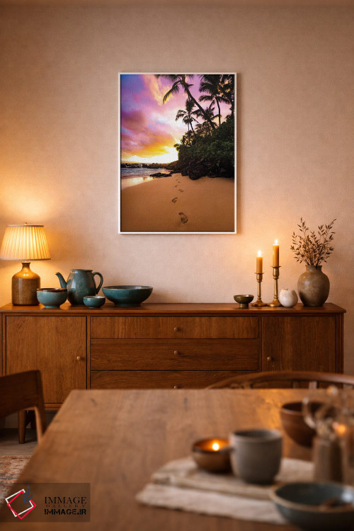 تابلو دکوراتیو ردپا روی شن اثر لوکاس مور - D6W