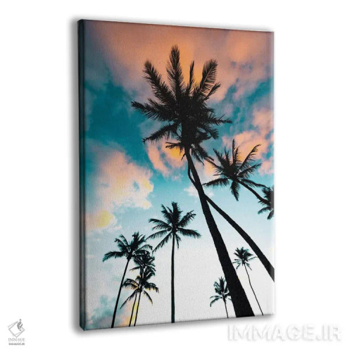 تابلو دکوراتیو طلوع خورشید در میان نخل ها اثر لوکاس مور - نمای پرسپکتیو محصول