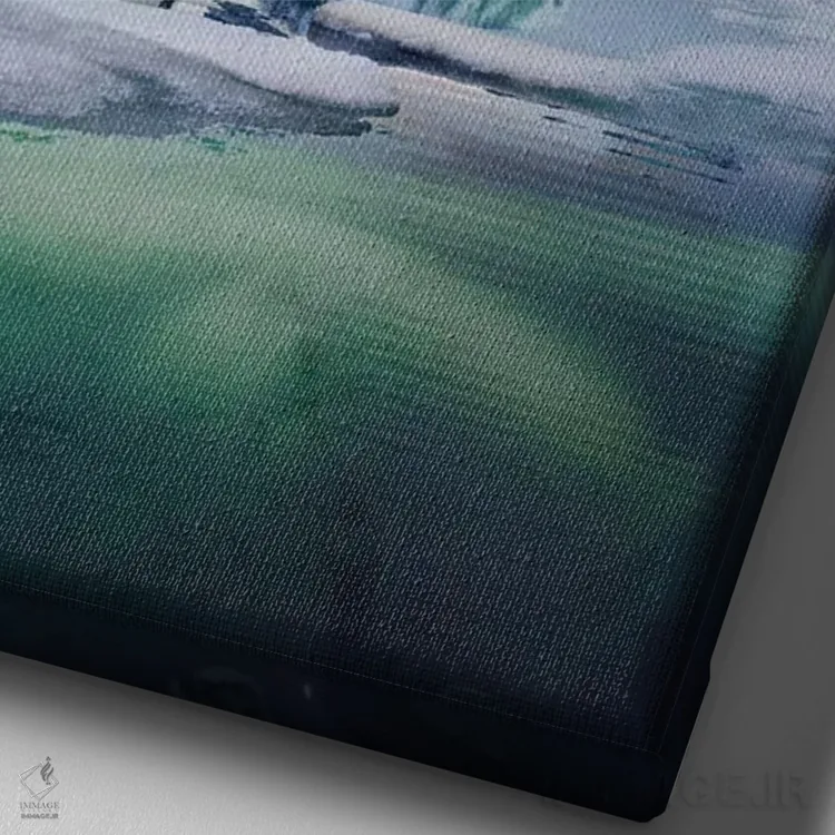 تابلو دکوراتیو منظره شفق قطبی اثر لوکاس مور - نمای نزدیک بافت بوم