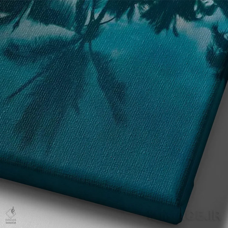 تابلو دکوراتیو انعکاس نخل ها اثر لوکاس مور - نمای نزدیک بافت بوم