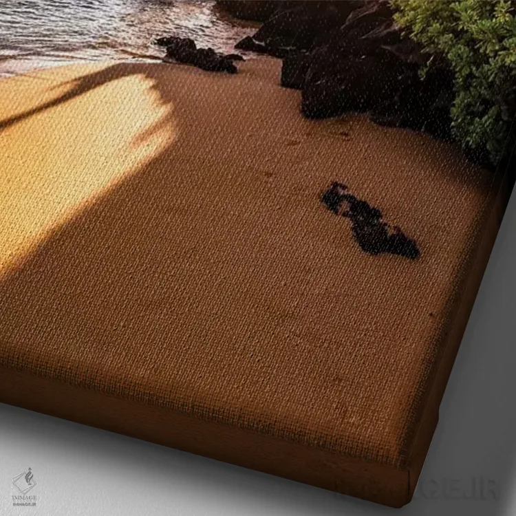 تابلو دکوراتیو ساحل مخفی اثر لوکاس مور - نمای نزدیک بافت بوم