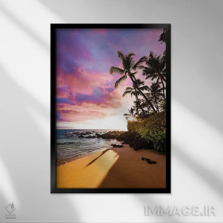 تابلو دکوراتیو ساحل مخفی اثر لوکاس مور - نمای قابدار مشکی