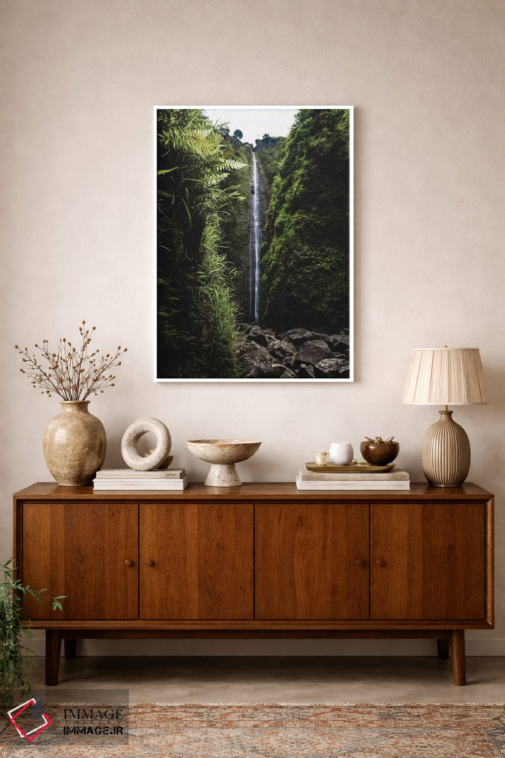 تابلو دکوراتیو آبشار سرسبز اثر لوکاس مور - D1W