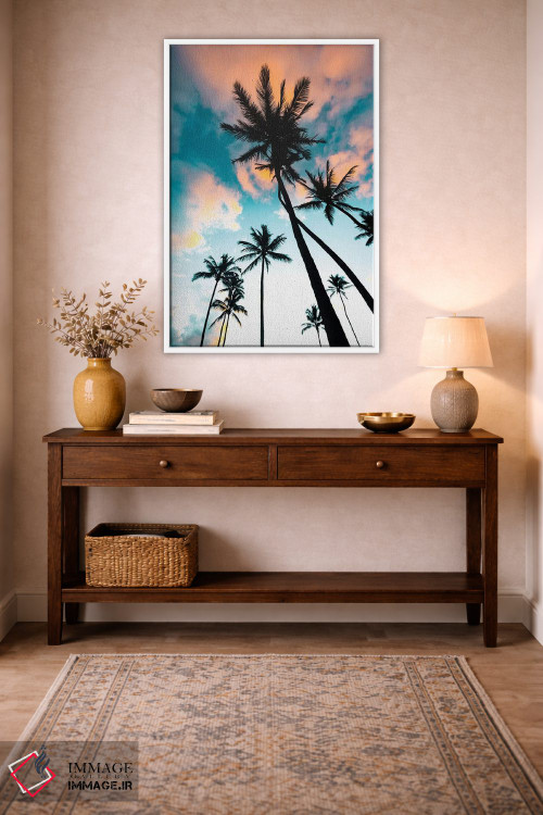 تابلو دکوراتیو طلوع خورشید در میان نخل ها اثر لوکاس مور - D2W