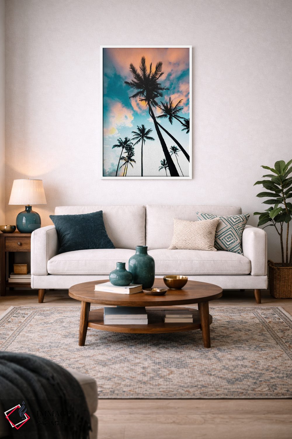 تابلو دکوراتیو طلوع خورشید در میان نخل ها اثر لوکاس مور - D3W