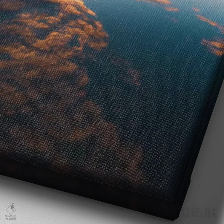 تابلو دکوراتیو انعکاس غروب اثر لوکاس مور - نمای نزدیک بافت بوم