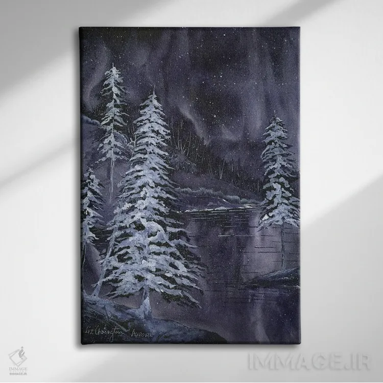 تابلو دکوراتیو شفق قطبی اثر لیز کاوینگتون - نمای روبهرو روی دیوار