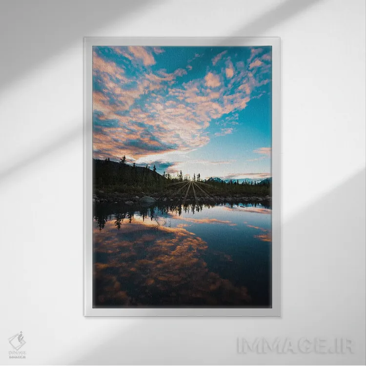 تابلو دکوراتیو انعکاس غروب اثر لوکاس مور - نمای قابدار سفید