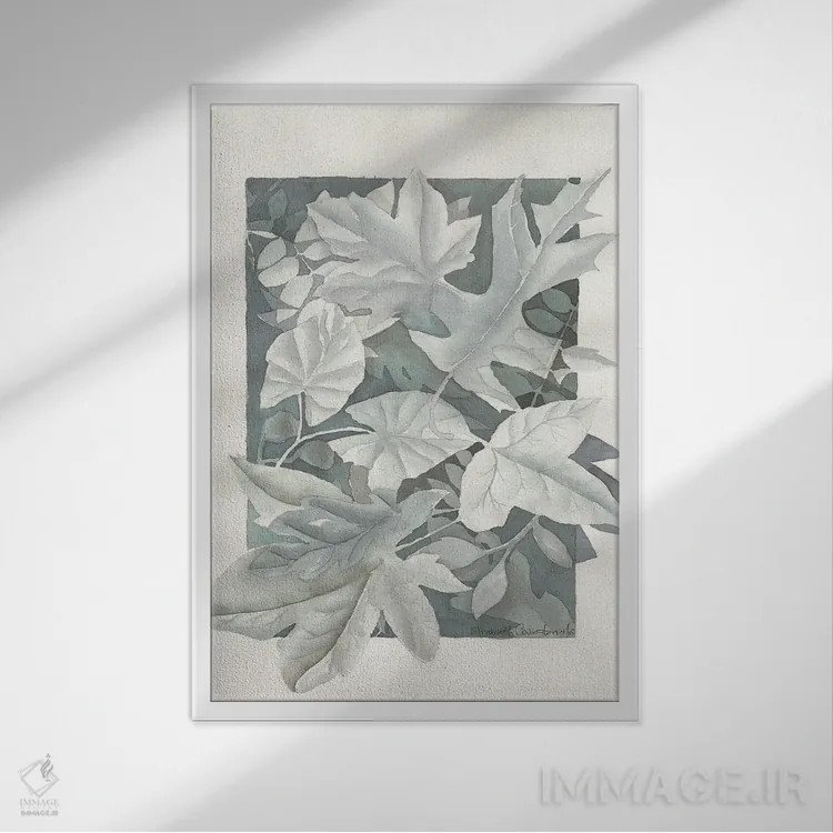 تابلو دکوراتیو برگ های پاییزی اثر لیز کاوینگتون - نمای قابدار سفید