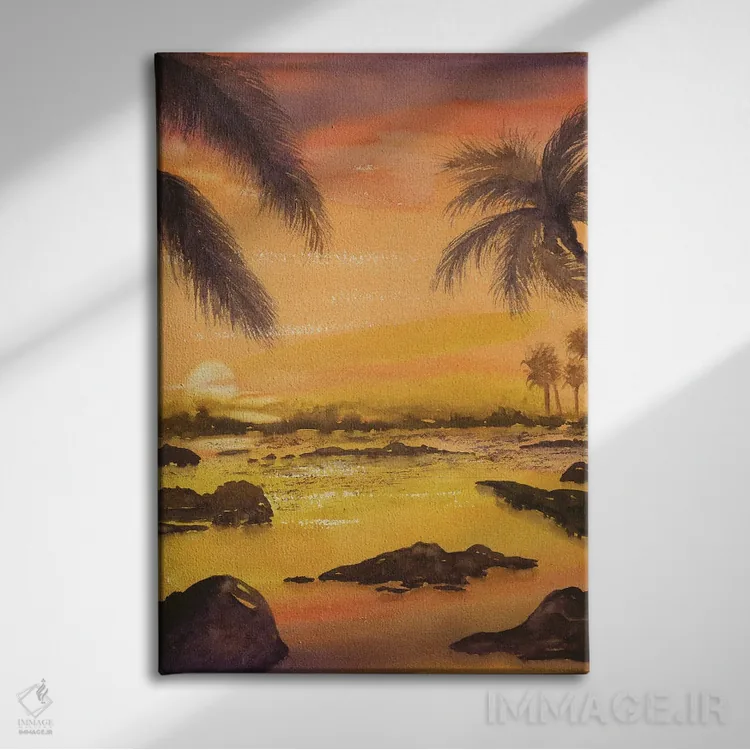 تابلو دکوراتیو غروب مطبوع اثر لیز کاوینگتون - نمای روبهرو روی دیوار