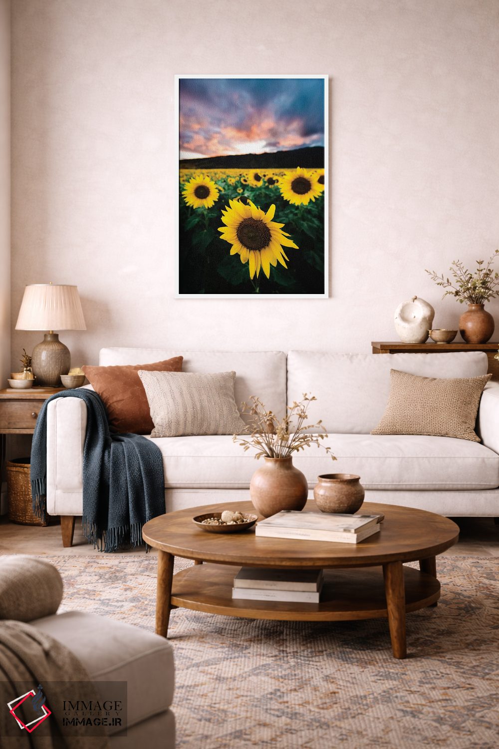 تابلو دکوراتیو غروب آفتابگردان اثر لوکاس مور - D3W