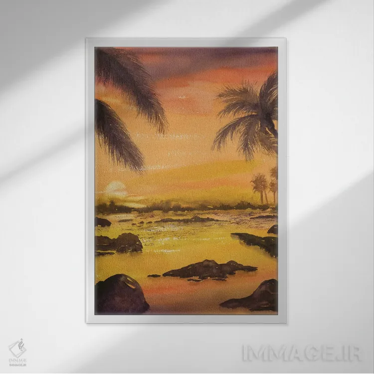 تابلو دکوراتیو غروب مطبوع اثر لیز کاوینگتون - نمای قابدار سفید