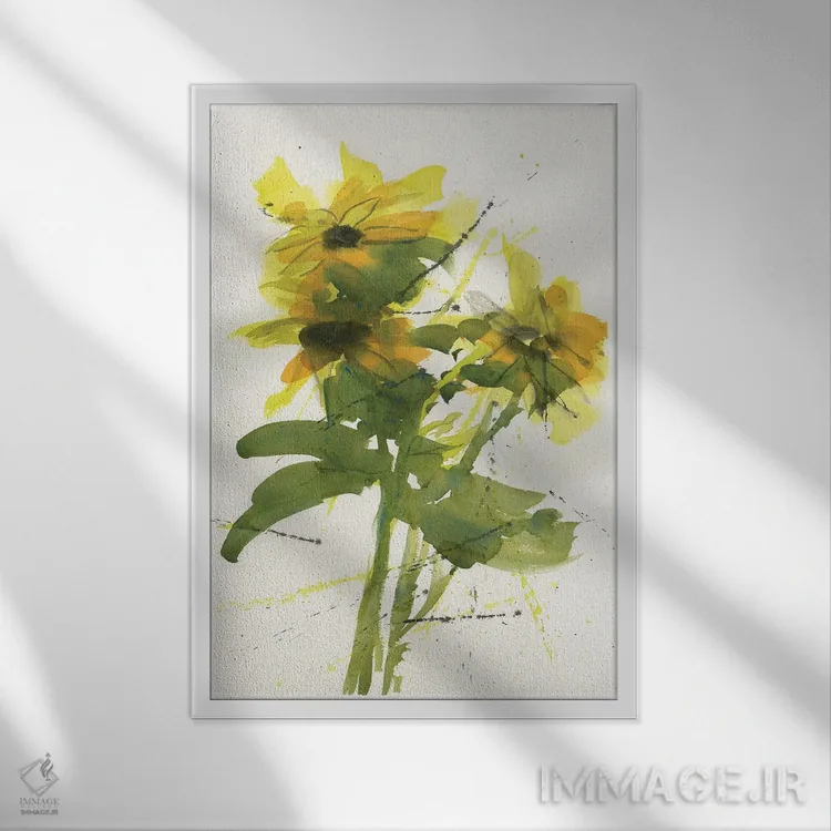 تابلو انتزاعی میناها اثر لیز کاوینگتون - نمای قابدار سفید