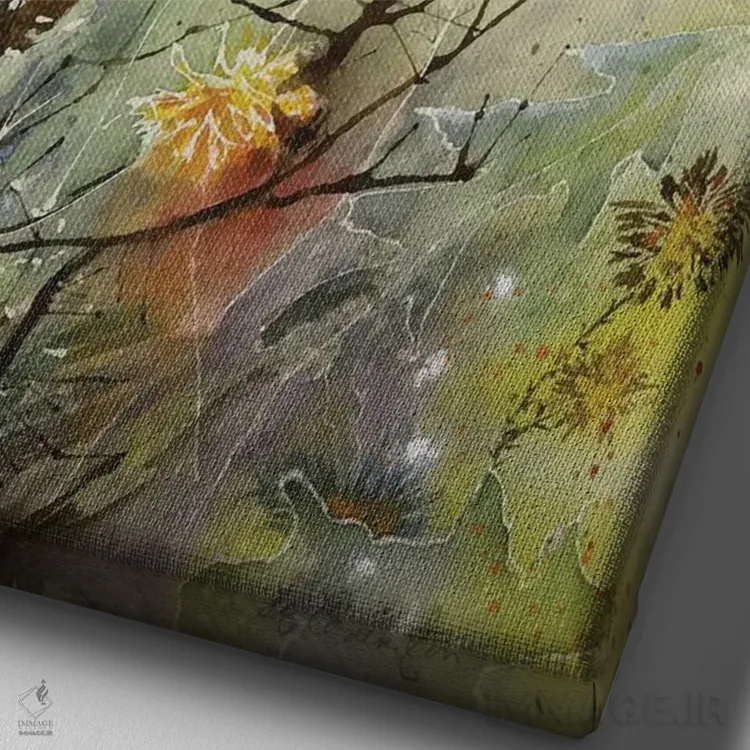 تابلو دکوراتیو قاصدک ها و خارها اثر لیز کاوینگتون - نمای نزدیک بافت بوم