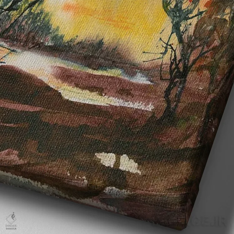 تابلو دکوراتیو غروب کویر اثر لیز کاوینگتون - نمای نزدیک بافت بوم