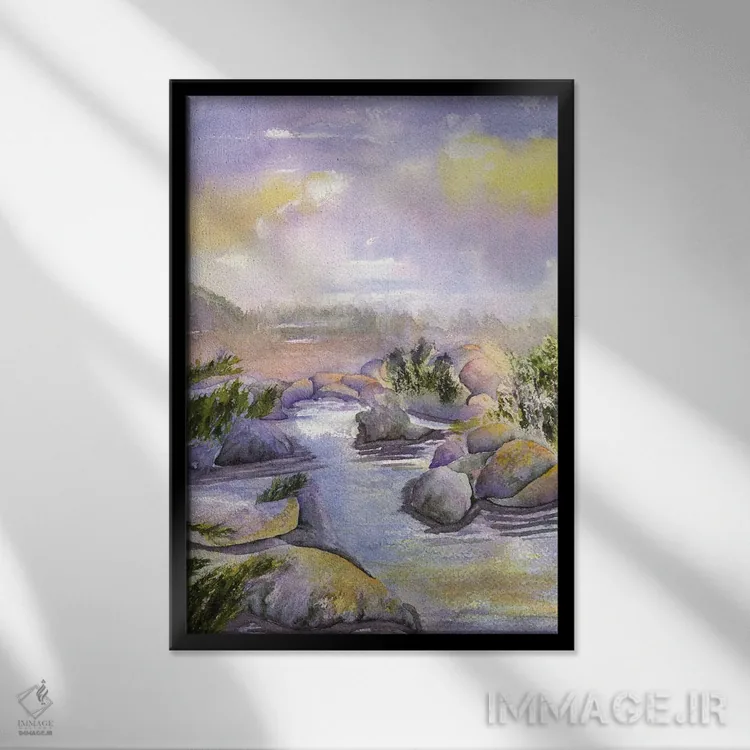 تابلو دکوراتیو جویبار کویری اثر لیز کاوینگتون - نمای قابدار مشکی