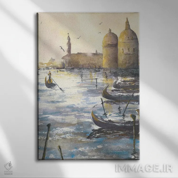 تابلو دکوراتیو گوندولاها در شامگاه اثر لیز کاوینگتون - نمای روبهرو روی دیوار