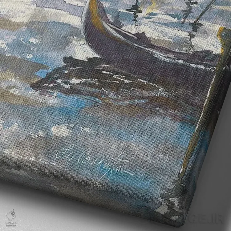 تابلو دکوراتیو گوندولاها در شامگاه اثر لیز کاوینگتون - نمای نزدیک بافت بوم