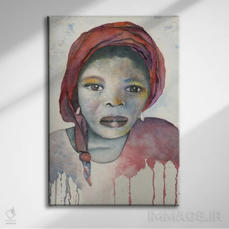 تابلو دکوراتیو دختر خدمتکار نیجریه ای اثر لیز کاوینگتون - نمای روبهرو روی دیوار