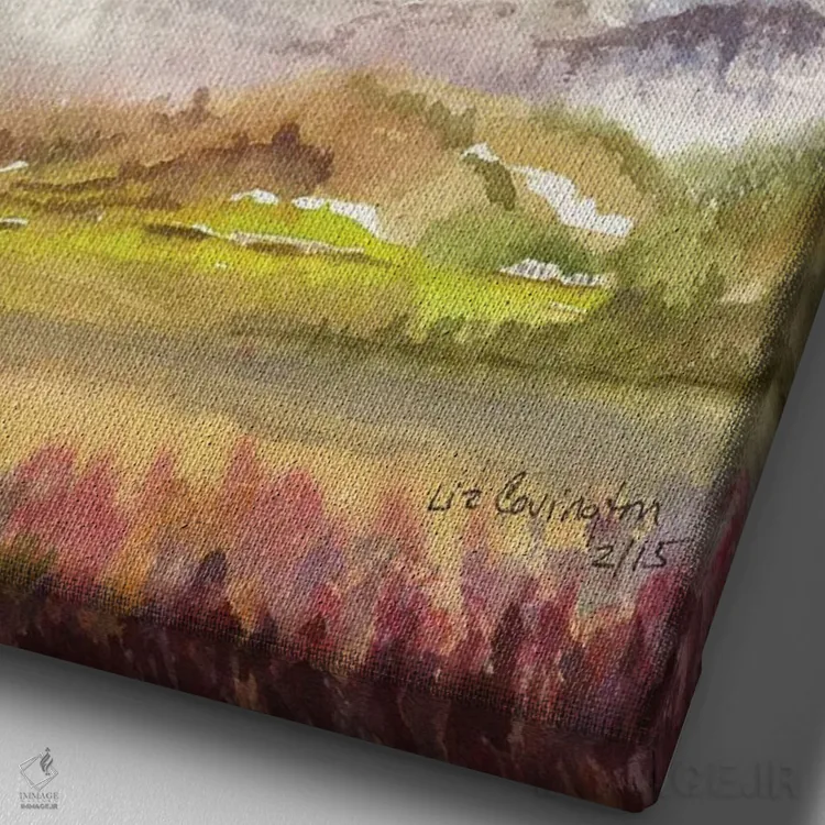 تابلو انتزاعی شکار برای طعمه اثر لیز کاوینگتون - نمای نزدیک بافت بوم