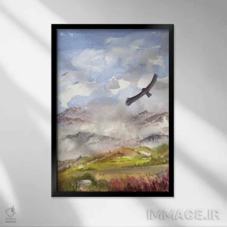 تابلو انتزاعی شکار برای طعمه اثر لیز کاوینگتون - نمای قابدار مشکی