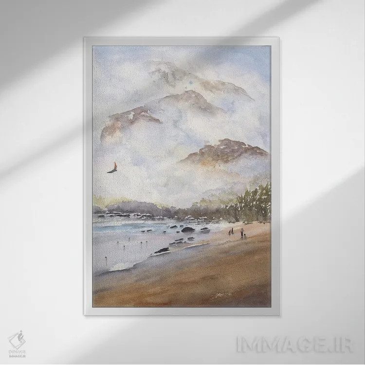 تابلو انتزاعی چشم انداز کوهستانی اثر لیز کاوینگتون - نمای قابدار سفید