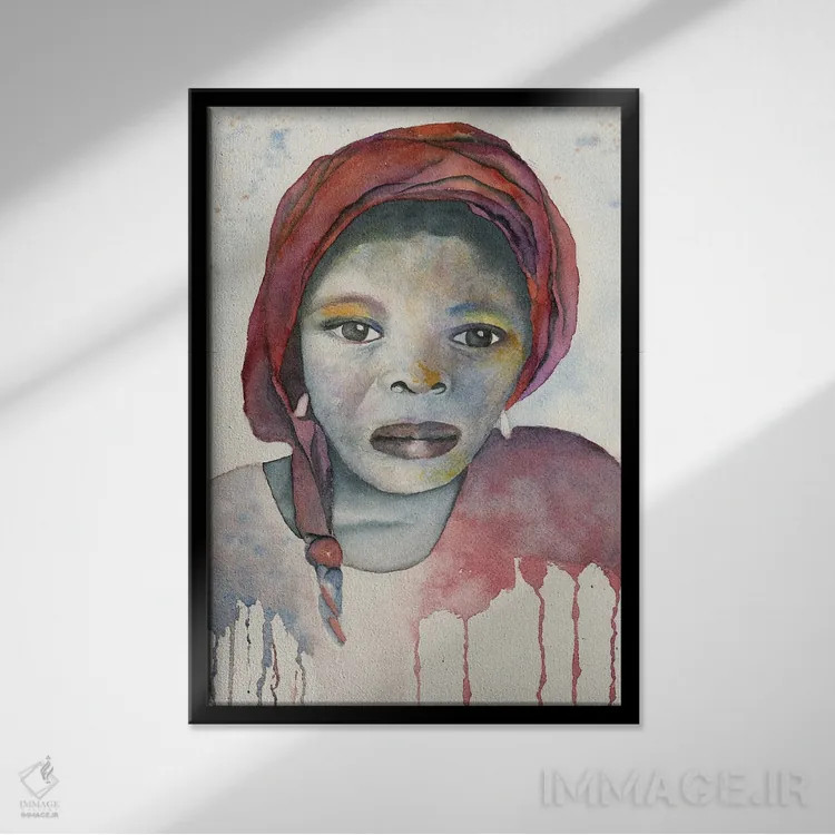 تابلو دکوراتیو دختر خدمتکار نیجریه ای اثر لیز کاوینگتون - نمای قابدار مشکی