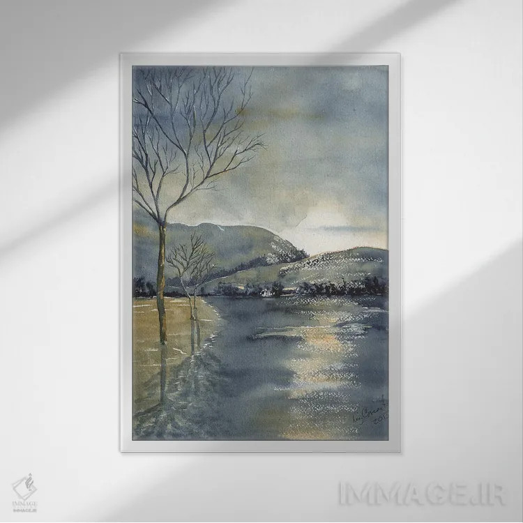 تابلو دکوراتیو درخت مهتابی ۲ اثر لیز کاوینگتون - نمای قابدار سفید